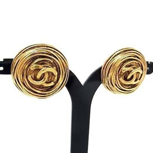 CHANEL Jewelry - CHANEL Gold Logo Earrings